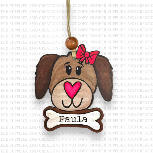Girl Dog Ornament Sublimation Blank with NAME TRANSFER OPTION | Exclusive Alicia Ray Art
