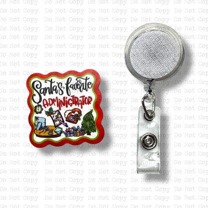 Santa's Favorite Administrator Badge Button Sublimation Blank | Set of 2 AAS