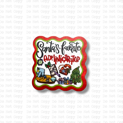 Santa's Favorite Administrator Badge Button Sublimation Blank | Set of 2 AAS
