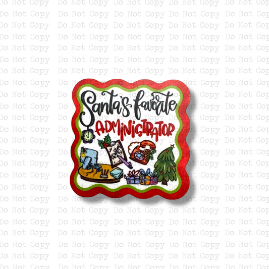 Santa's Favorite Administrator Badge Button Sublimation Blank | Set of 2 AAS