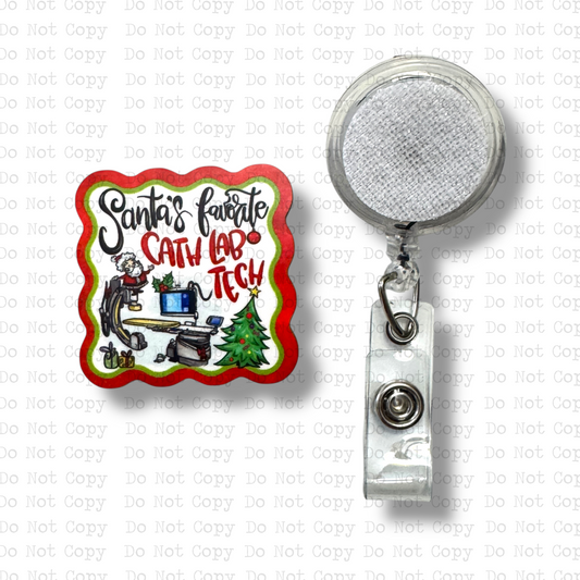 Santa's Cath Lab Tech Badge Button Sublimation Blank | Set of 2
