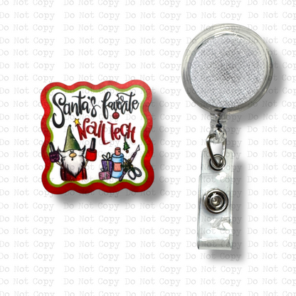 Santa's Nail Tech Badge Button Sublimation Blank | Set of 2