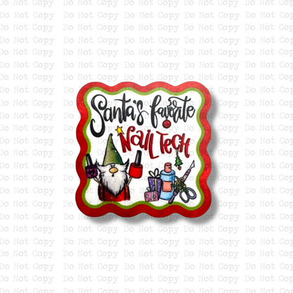 Santa's Nail Tech Badge Button Sublimation Blank | Set of 2