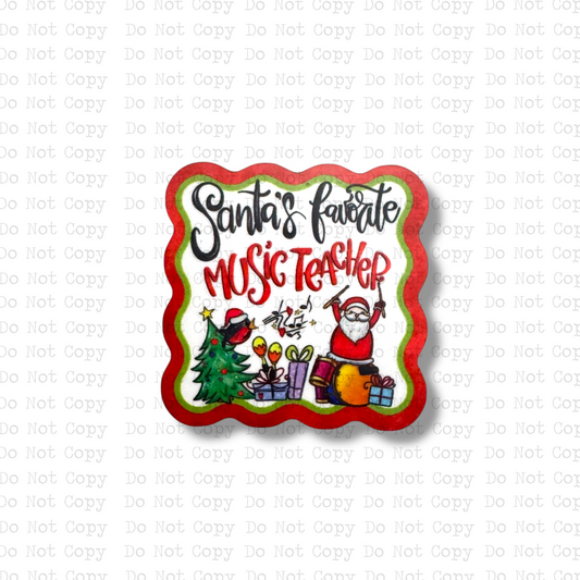 Santa's Music Teacher Badge Button Sublimation Blank | Set of 2
