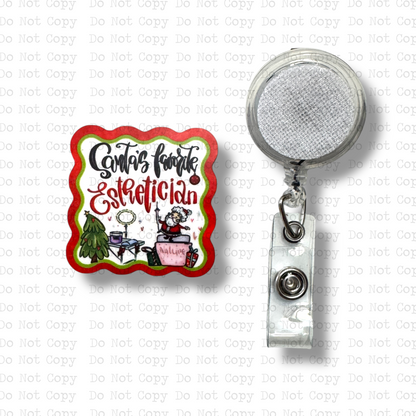 Santa's Esthetician Badge Button Sublimation Blank | Set of 2