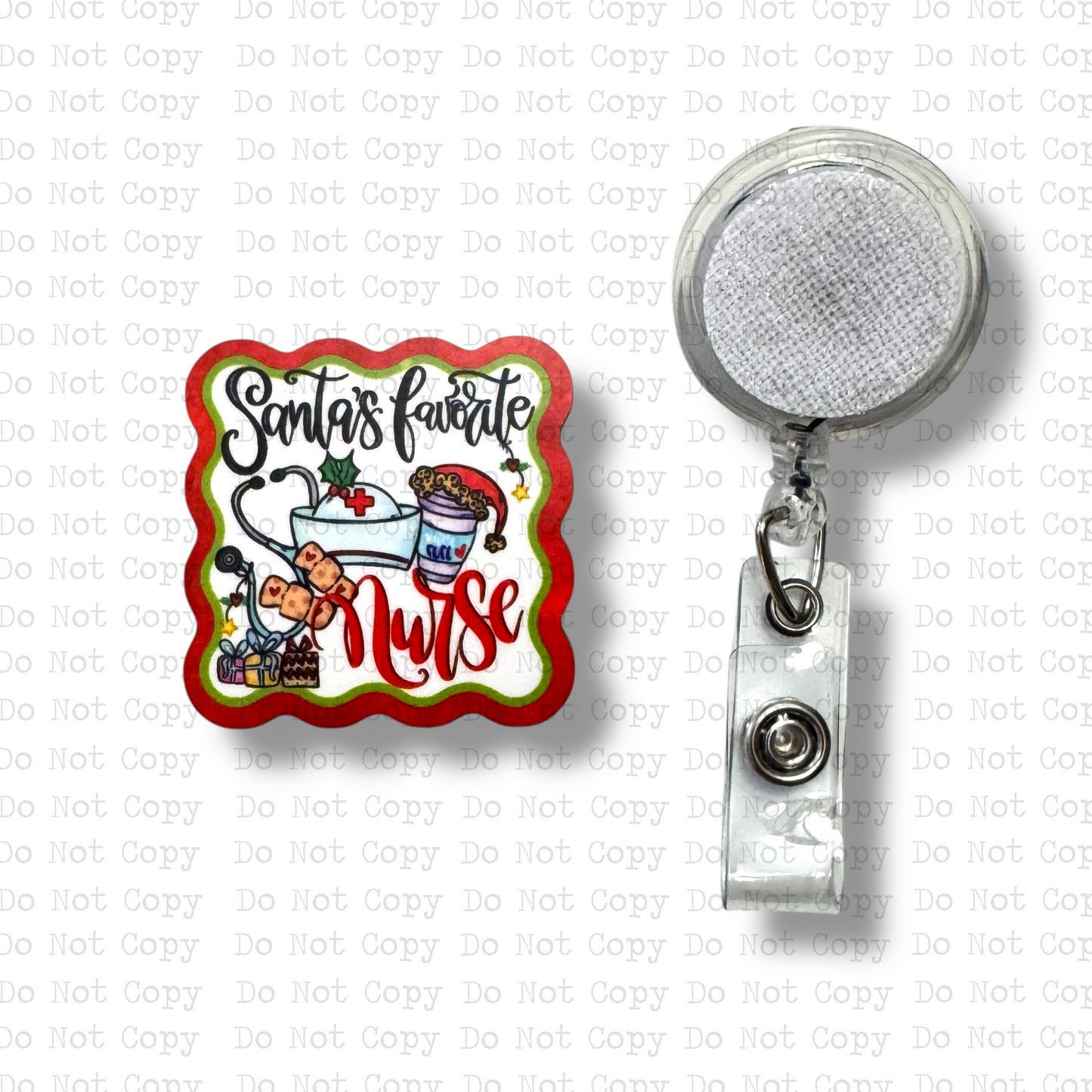 Santa's Favorite Nurse Badge Button Sublimation Blank | Set of 2 AAS