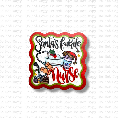 Santa's Favorite Nurse Badge Button Sublimation Blank | Set of 2 AAS