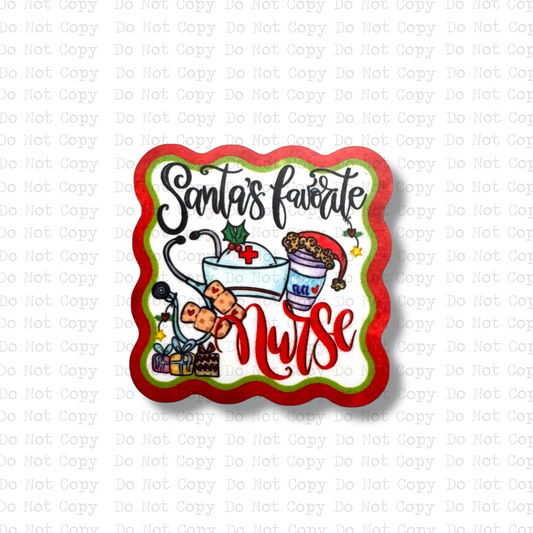 Santa's Favorite Nurse Badge Button Sublimation Blank | Set of 2 AAS