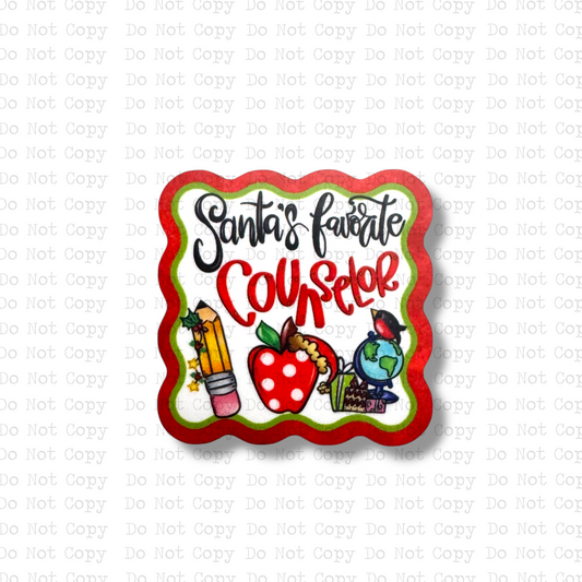 Santa's Favorite Counselor Badge Button Sublimation Blank | Set of 2 AAS