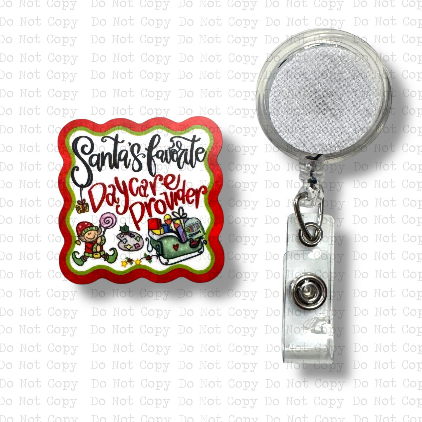Santa's Favorite Daycare Provider Badge Button Sublimation Blank | Set of 2 AAS