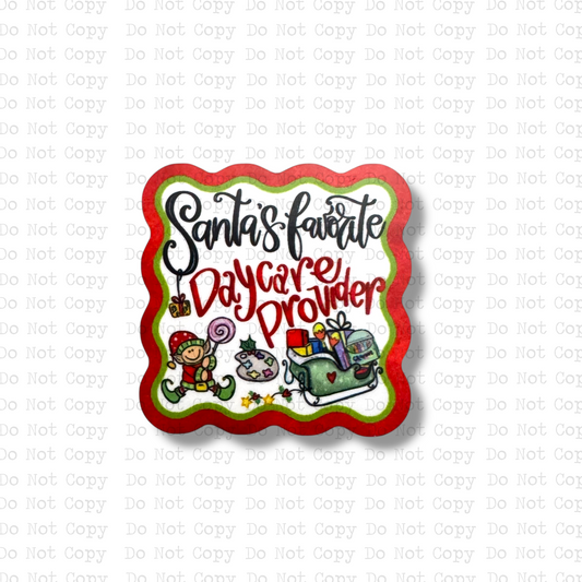 Santa's Favorite Daycare Provider Badge Button Sublimation Blank | Set of 2 AAS