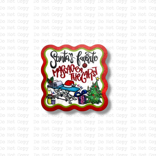 Santa's Favorite Massage Therapist Badge Button Sublimation Blank | Set of 2 AAS