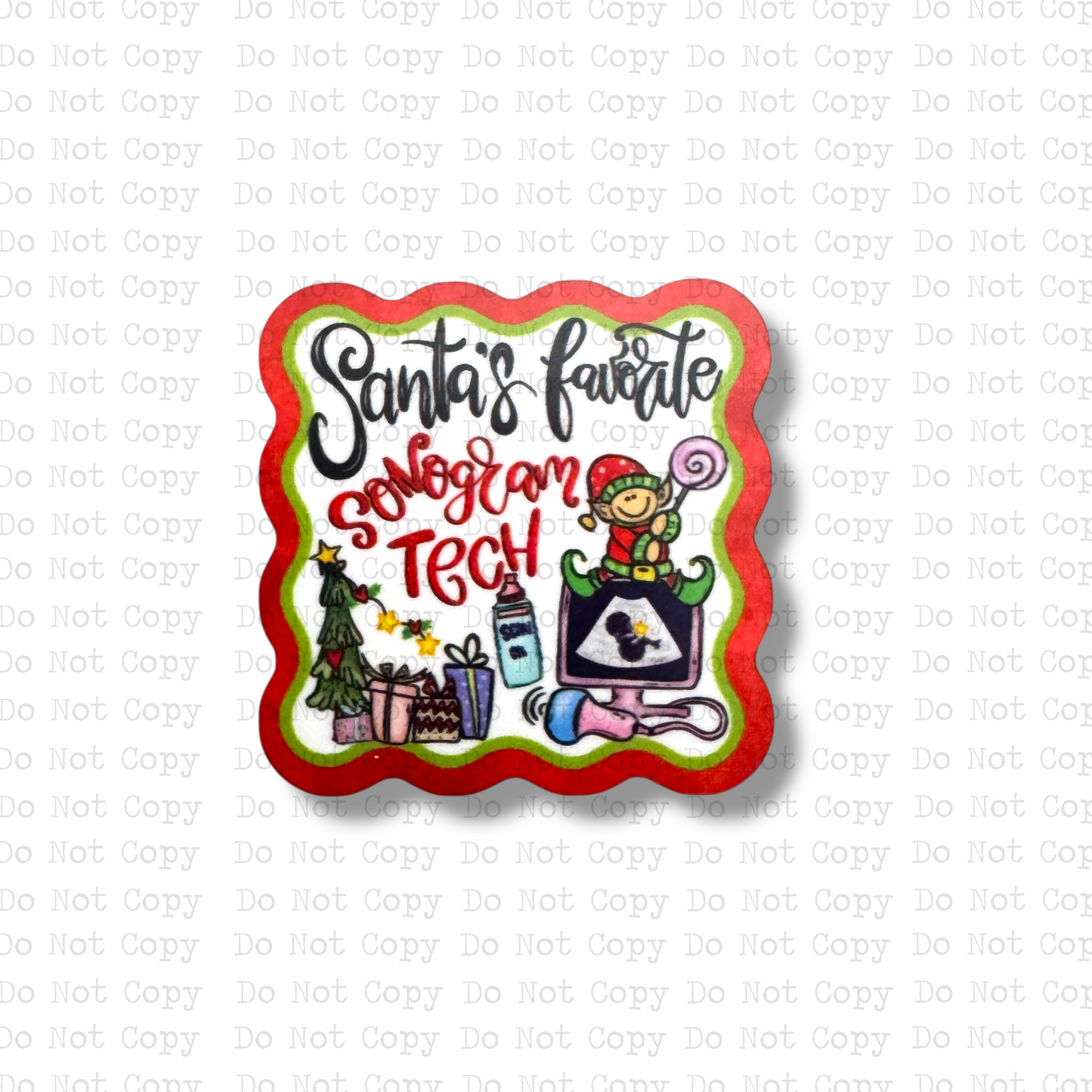 Santa's Favorite Sonogram Tech Badge Button Sublimation Blank | Set of 2 AAS