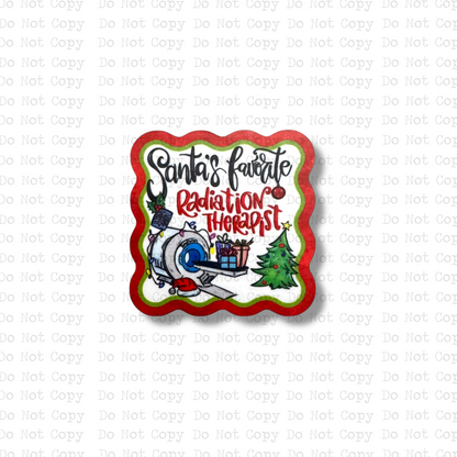 Santa's Favorite Radiation Therapist Badge Button Sublimation Blank | Set of 2 AAS