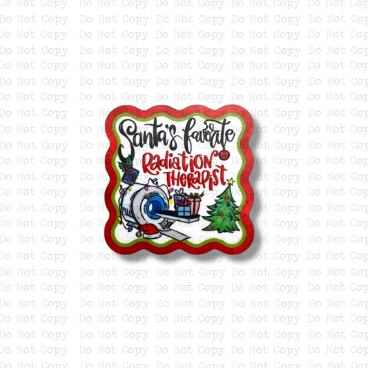Santa's Favorite Radiation Therapist Badge Button Sublimation Blank | Set of 2 AAS