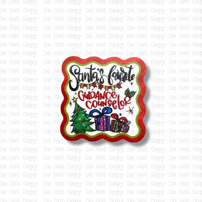 Santa's Favorite Guidance Counselor Badge Button Sublimation Blank | Set of 2 AAS