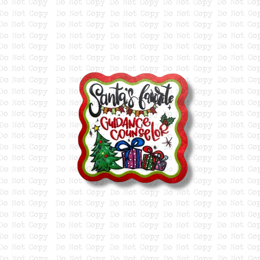 Santa's Favorite Guidance Counselor Badge Button Sublimation Blank | Set of 2 AAS