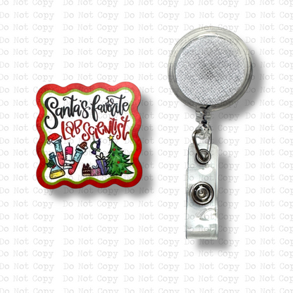 Santa's Favorite Lab Scientist Badge Button Sublimation Blank | Set of 2 AAS