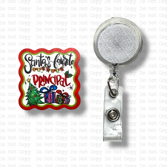 Santa's Favorite Principal Badge Button Sublimation Blank | Set of 2 AAS