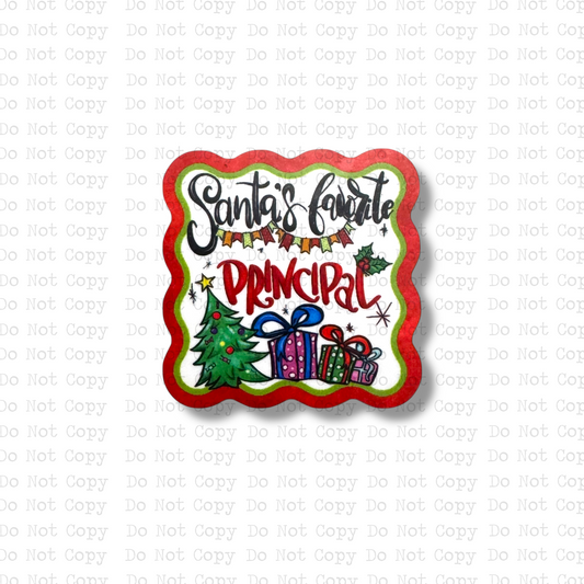 Santa's Favorite Principal Badge Button Sublimation Blank | Set of 2 AAS