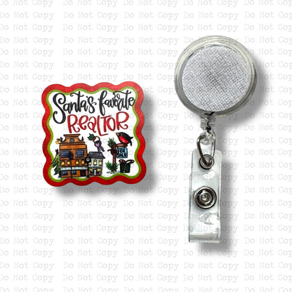 Santa's Favorite Realtor Badge Button Sublimation Blank | Set of 2 AAS