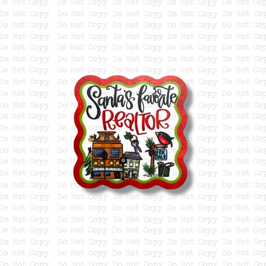 Santa's Favorite Realtor Badge Button Sublimation Blank | Set of 2 AAS