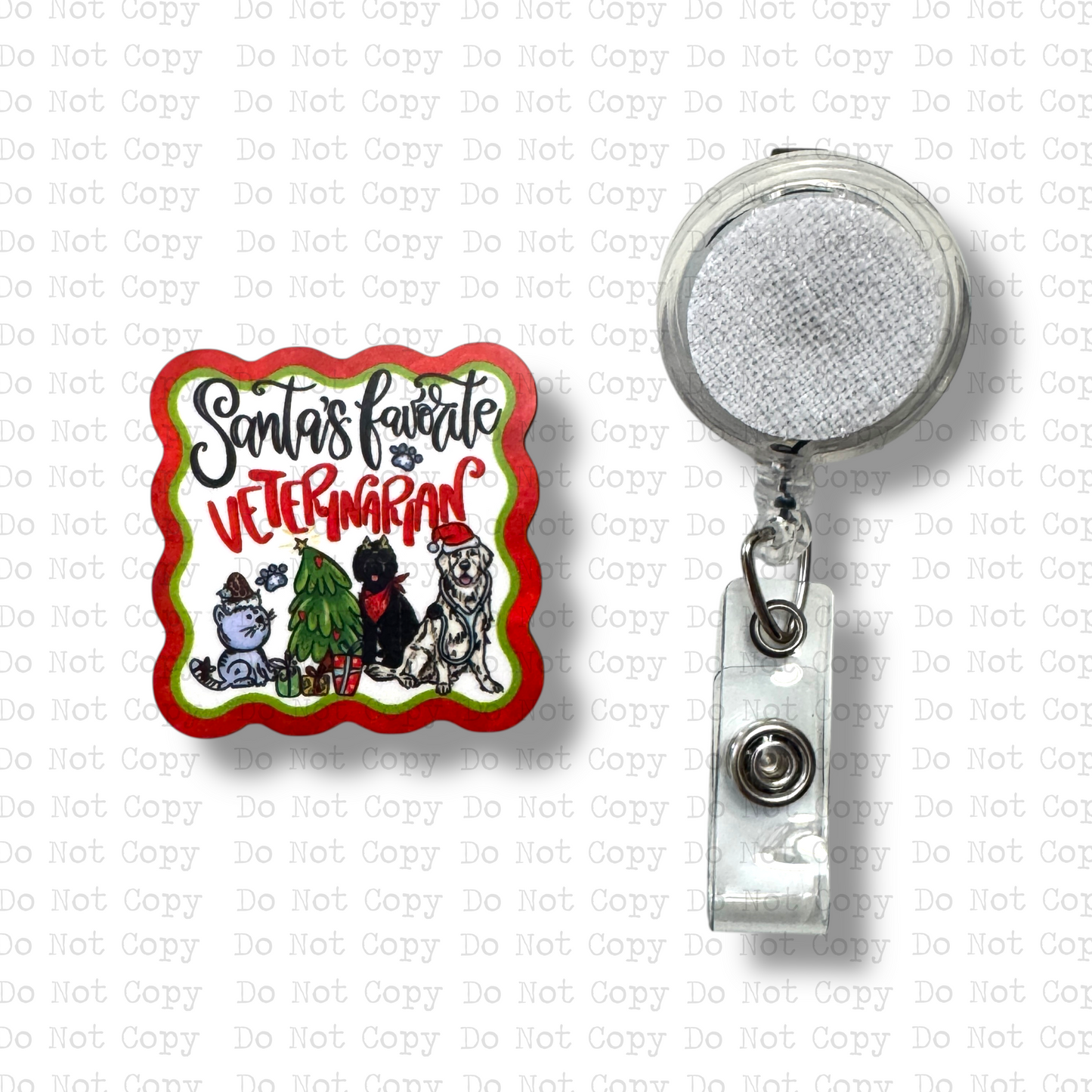 Santa's Favorite Veterinarian Badge Button Sublimation Blank | Set of 2 AAS