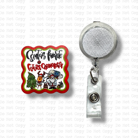 Santa's Favorite Future Cardiologist Badge Button Sublimation Blank | Set of 2 AAS