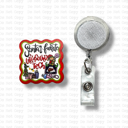 Santa's Favorite Ultrasound Tech Badge Button Sublimation Blank | Set of 2 AAS