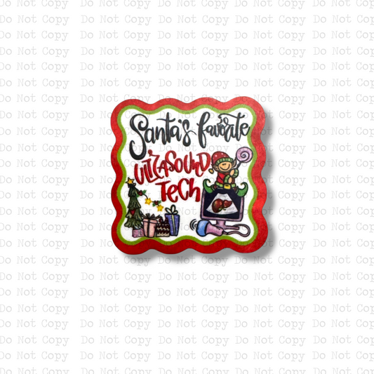 Santa's Favorite Ultrasound Tech Badge Button Sublimation Blank | Set of 2 AAS