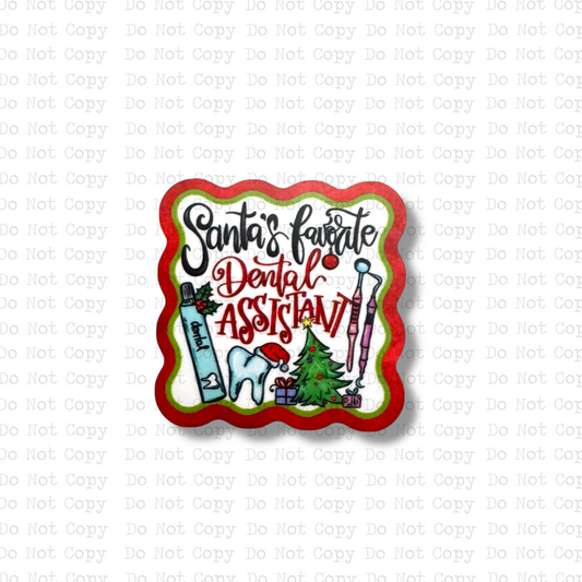 Santa's Favorite Dental Assistant Badge Button Sublimation Blank | Set of 2 AAS