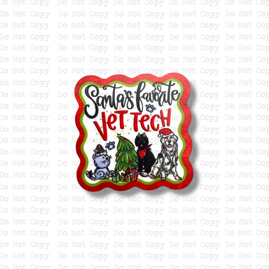 Santa's Favorite Vet Tech Badge Button Sublimation Blank | Set of 2 AAS