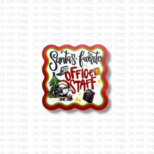 Santa's Favorite Office Staff Badge Button Sublimation Blank | Set of 2 AAS
