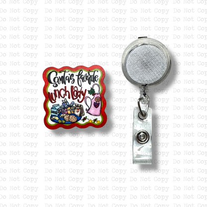Santa's Favorite Lunch Lady Badge Button Sublimation Blank | Set of 2 AAS