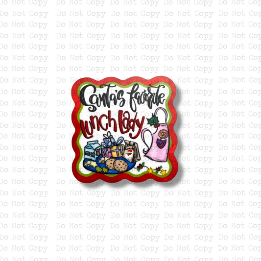 Santa's Favorite Lunch Lady Badge Button Sublimation Blank | Set of 2 AAS