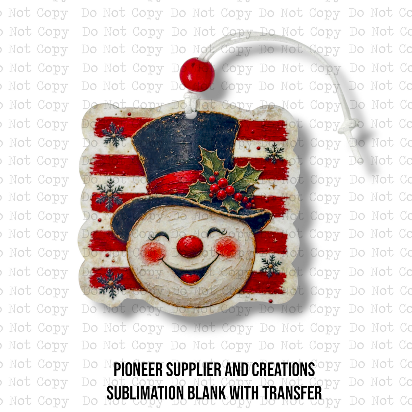 Holly Top Hat Snowman Ornament Sublimation Blank