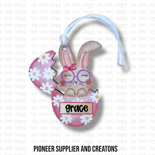 Bunny In Egg Name Plate Bag Tag Sublimation Blanks | MM