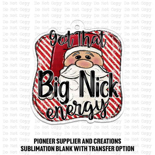 Big Nick Energy Santa Ornament Sublimation Blank