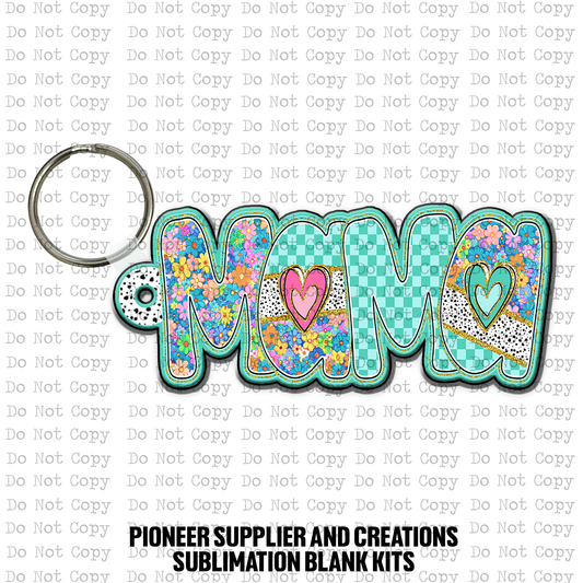 Mama Spring Heart Floral Keychain Sublimation Blank Kit