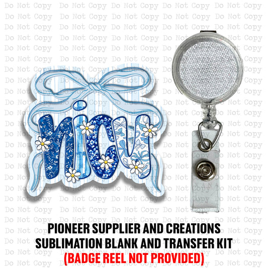 NICU Chinoiserie Bow Badge Reel Sublimation Blank