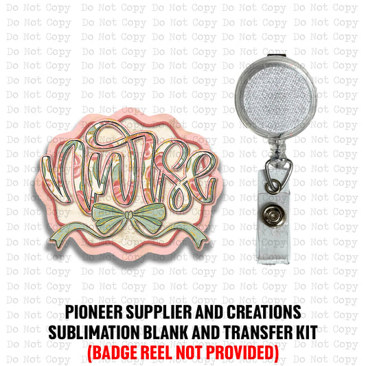 Nurse Painted Floral Badge Reel Sublimation Blank