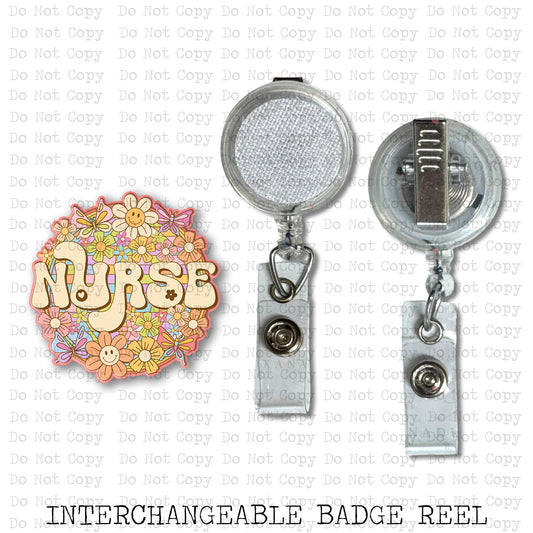Nurse Practitioner Retro Floral Badge Reel Sublimation Blank | Exclusive