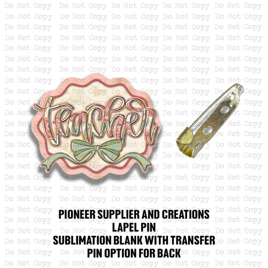 Teacher Painted Floral Lapel Pin Sublimation Blank Kit