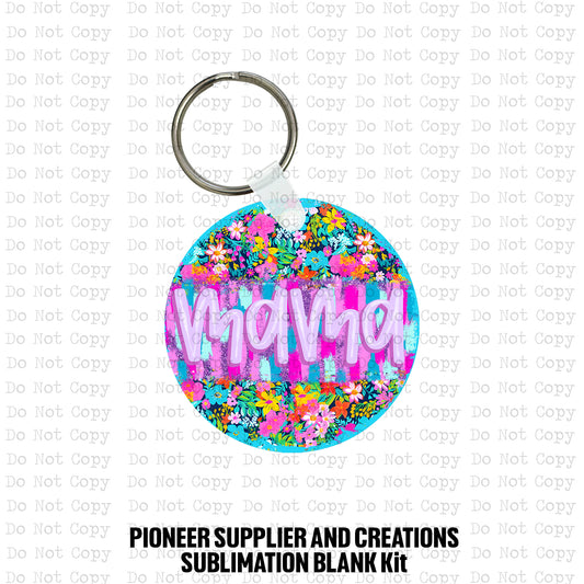 Preppy Mama Floral Keychain Sublimation Blank Kit