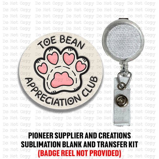 Toe Beans Badge Reel Sublimation Blank Kit