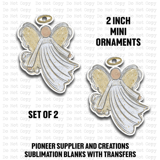Adult Angel Mini Ornaments Sublimation Blank | Set of 2