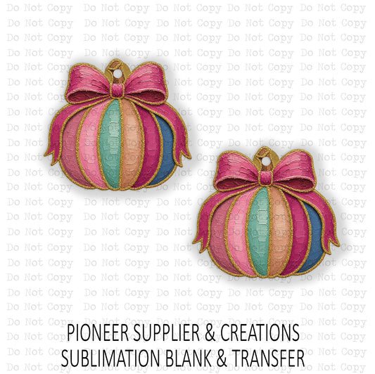 Impasto Painted Pumpkin Mini Ornaments Sublimation Blank | Set of 2