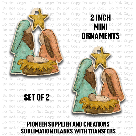 Manger Scene Mini Ornaments ARA Sublimation Blank | Set of 2