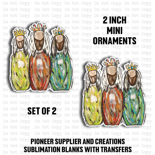 Wise Men Mini Ornaments BC Sublimation Blank | Set of 2