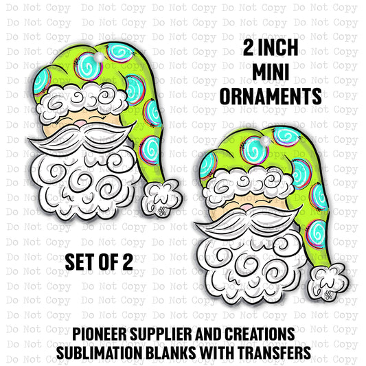 Whimsical Santa Mini Ornaments Sublimation Blank | Set of 2